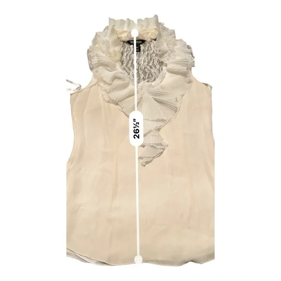 White House Black Market Cream Ruffle Blouse - Picture 4 of 5